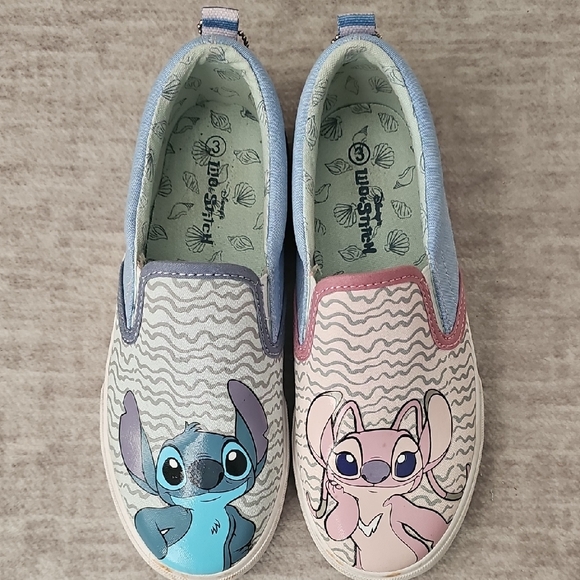 Disney Other - Disney Kids Slip-On Sneakers with Blue and Pink Stitch